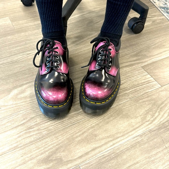 Dr. Martens Shoes - Dr. Martens 8053 Black + Pink Arcadia Leather Platform Casual Shoes UK6 W8 NIB